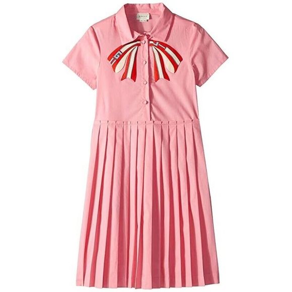 Gucci Other - Sold🎉NWOT Gucci Kids poplin pleated dress with bow in pink size 12